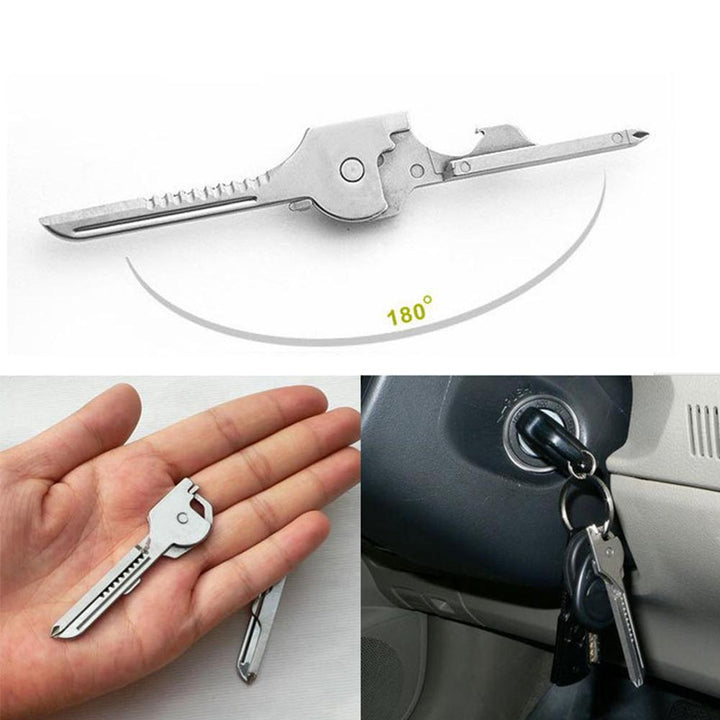 6-in-1-Schlüsselring Multifunktionswerkzeug Mini-Multitool-Schlüsselanhänger Pocket Edelstahl-Klappbar Swiss Tech Einfacher Flaschenöffner-Schlüsselanhänger | Karnz