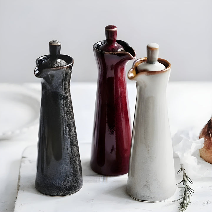 Öl- und Gewürzflasche aus Keramik – Stilvoll und aromaerhaltend | Perfekt für Küche und Esstisch | Karnz