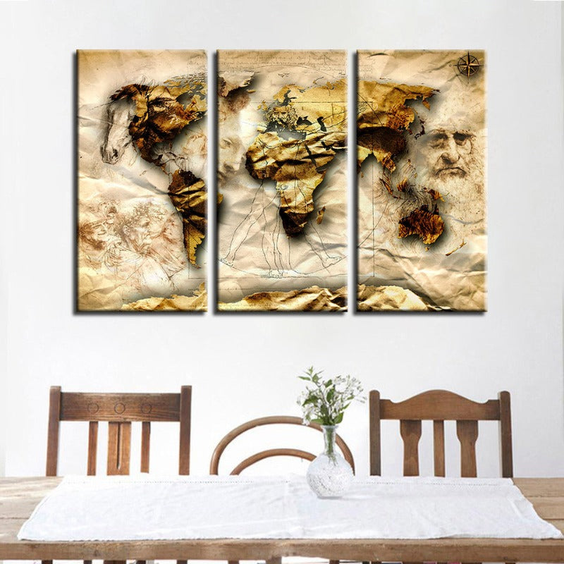 Schöne alte Welt klassische Weltkarten - Leinwand Wandkunst Gemälde