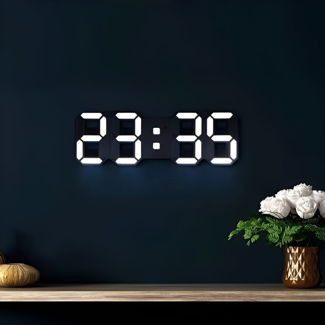Moderne 3D-LED-Wanduhr – Digitales Display in auffälliger Optik