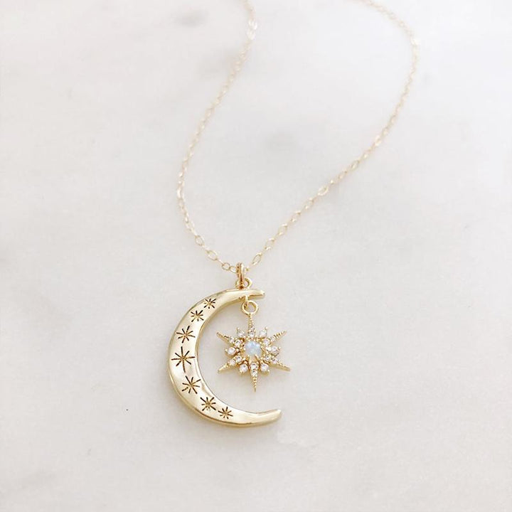 Moon & Sun Croissant Necklace | Karnz