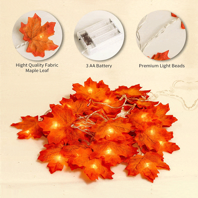 Thanksgiving-Dekor Herbst Ahornblatt Lichterkette | Karnz
