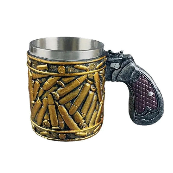 Edelstahl Bullet Muster Einzigartiger Revolver Bierkrug | Karnz