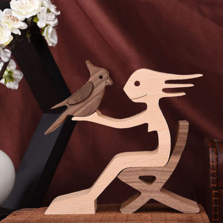 Geschenk Für Tierliebhaber - Holzskulptur Tischornamente - Die Liebe Zwischen Dir Und Deinem Fellfreund | Karnz