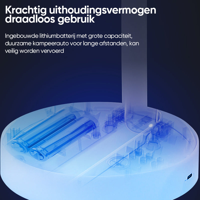 Tragbarer wiederaufladbarer teleskopischer Tischventilator mit geräuschlosem Design und höhenverstellbar | Karnz