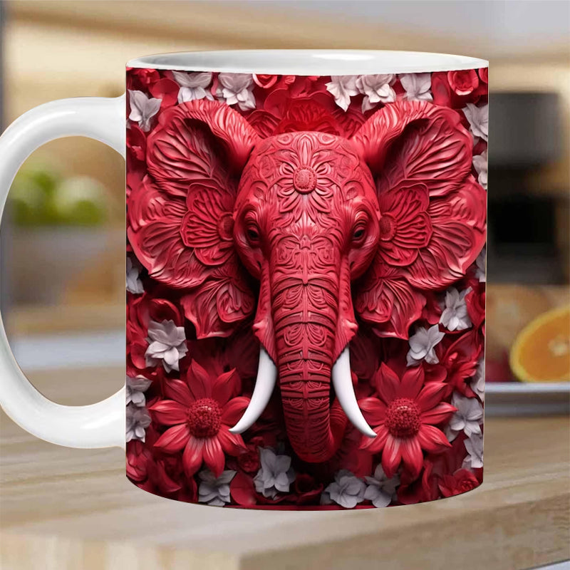 3D Elefanten Blumen Tasse | Karnz