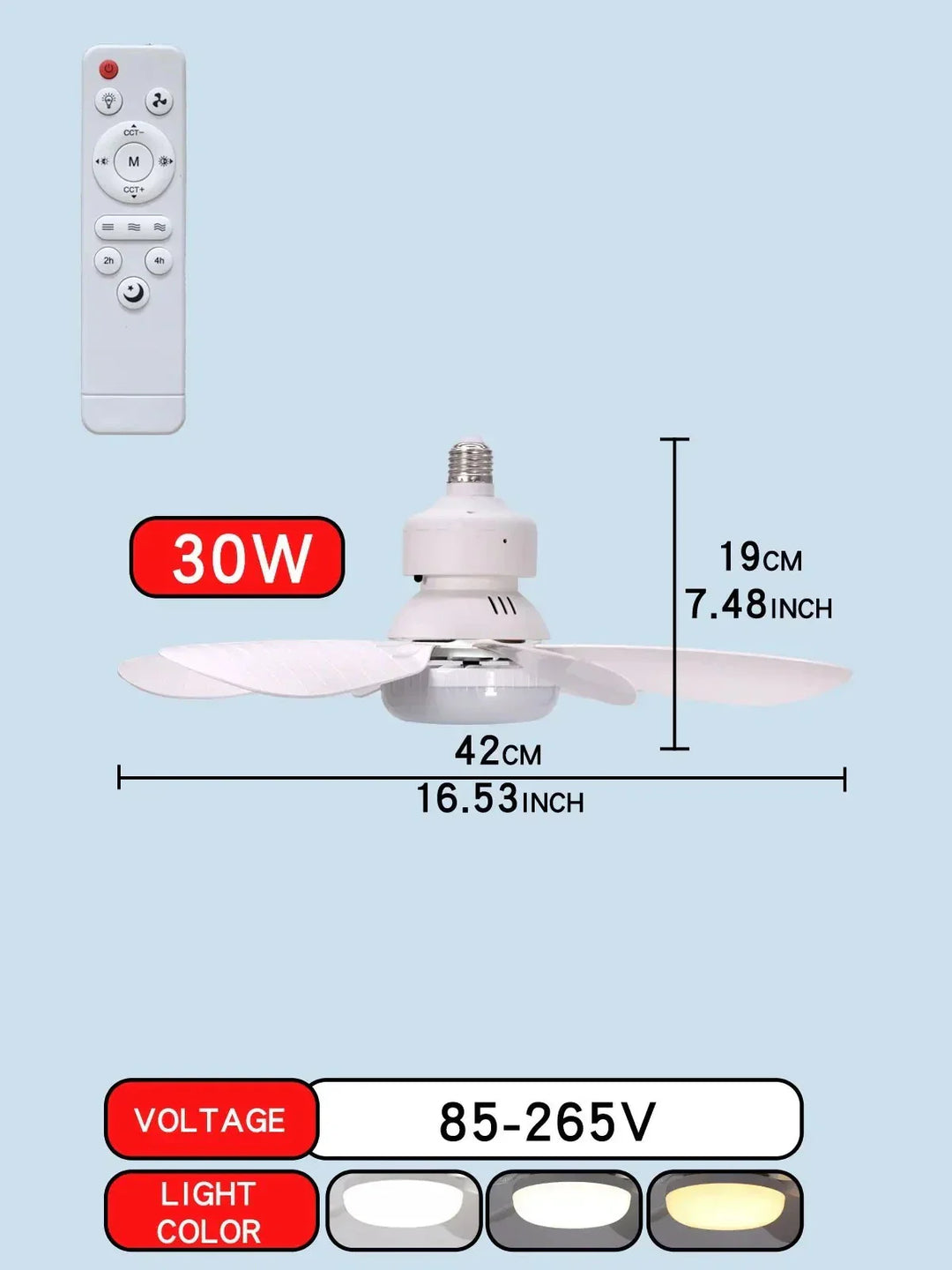 Deckenventilator LED mit Fernbedienung und dimmbaren Licht | Karnz