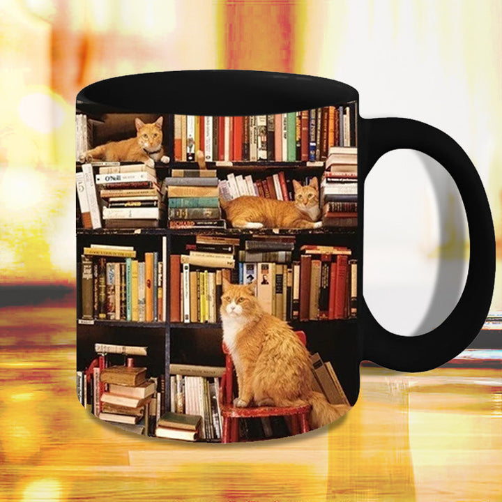 Bücherregal Keramiktasse - Geschenk für Katzenbuchliebhaber | Karnz