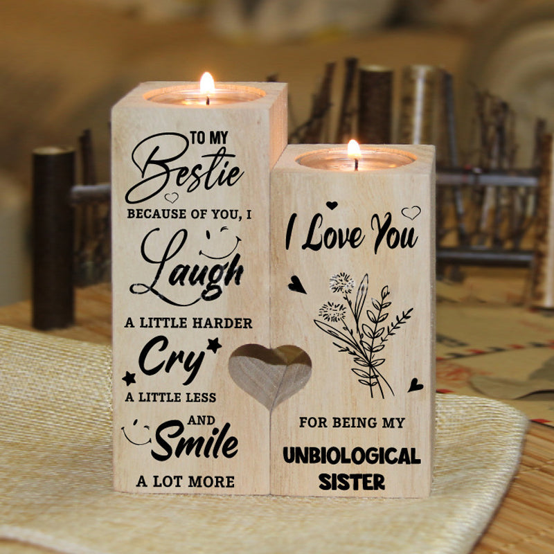 Smile A Lot More - Holz Teelichthalter mit Kerze Geschenk für Ihre Lieben | Karnz