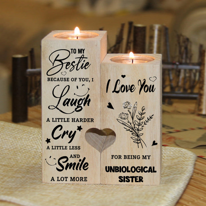 Smile A Lot More - Holz Teelichthalter mit Kerze Geschenk für Ihre Lieben | Karnz
