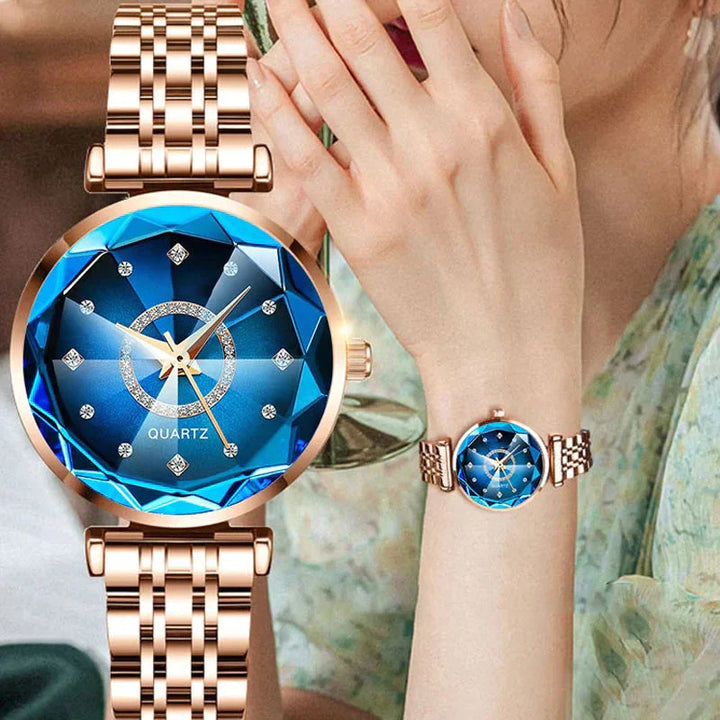Wasserdichte Damenuhr – Sternenklare Diamantzifferblatt Eleganz
