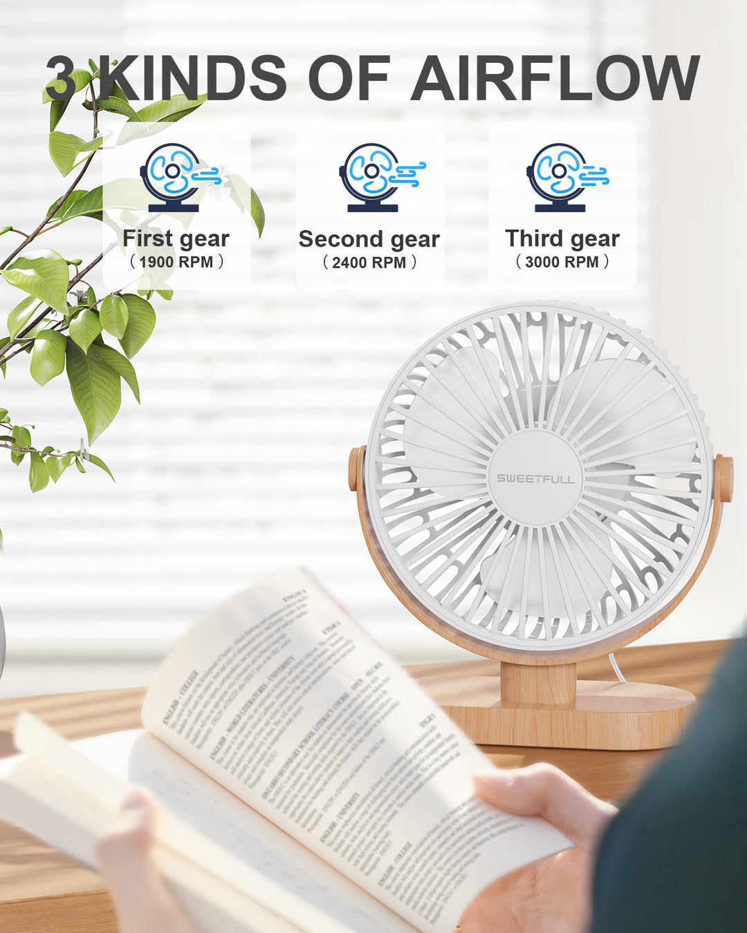6,5 Zoll USB Kleiner Tischventilator für Zuhause Büro Auto Outdoor Reisen | Karnz