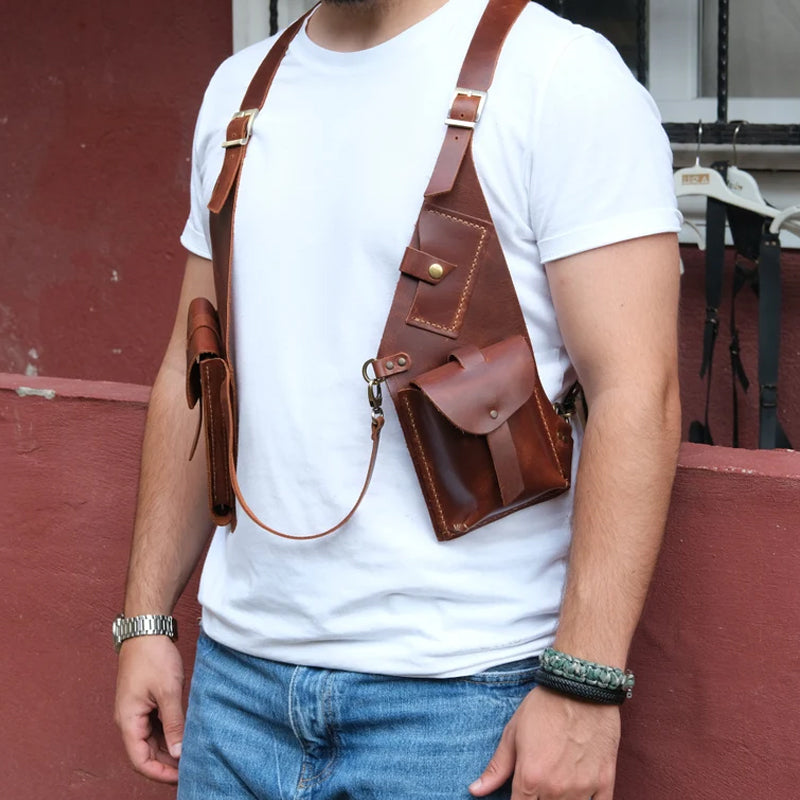 Mittelalterliche Steampunk-Umhängetasche mit Retro-Riemen | Karnz