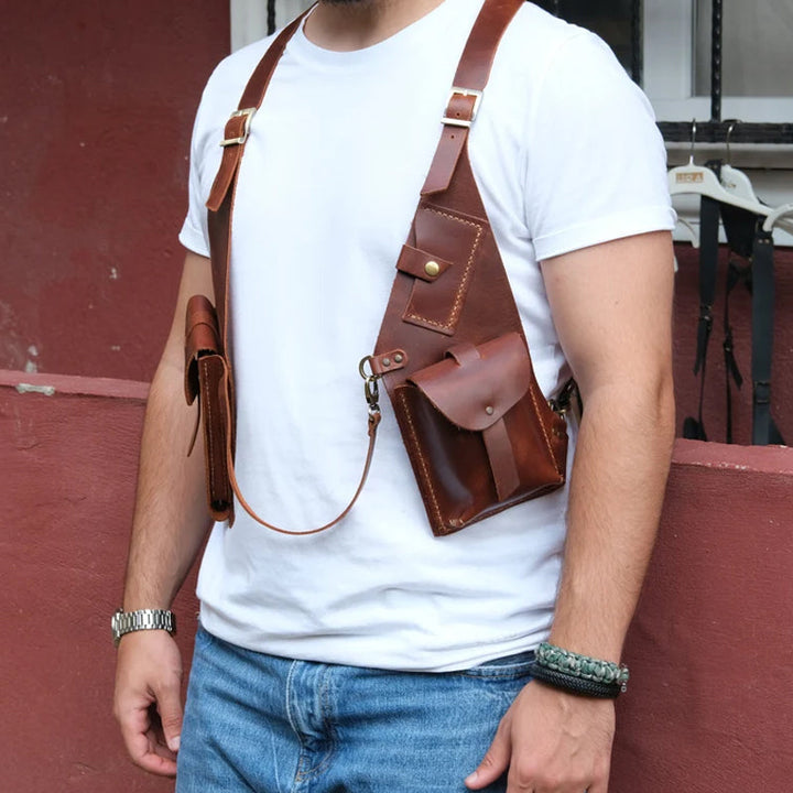 Mittelalterliche Steampunk-Umhängetasche mit Retro-Riemen | Karnz