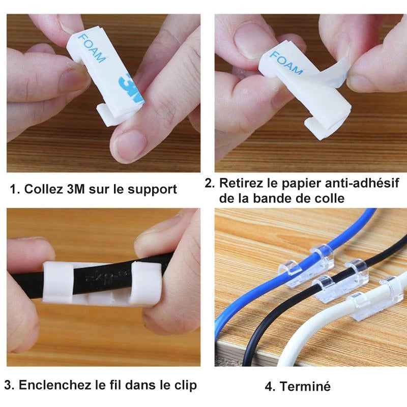 Selbstklebende Draht-/Kabelclips aus Kunststoff | Karnz