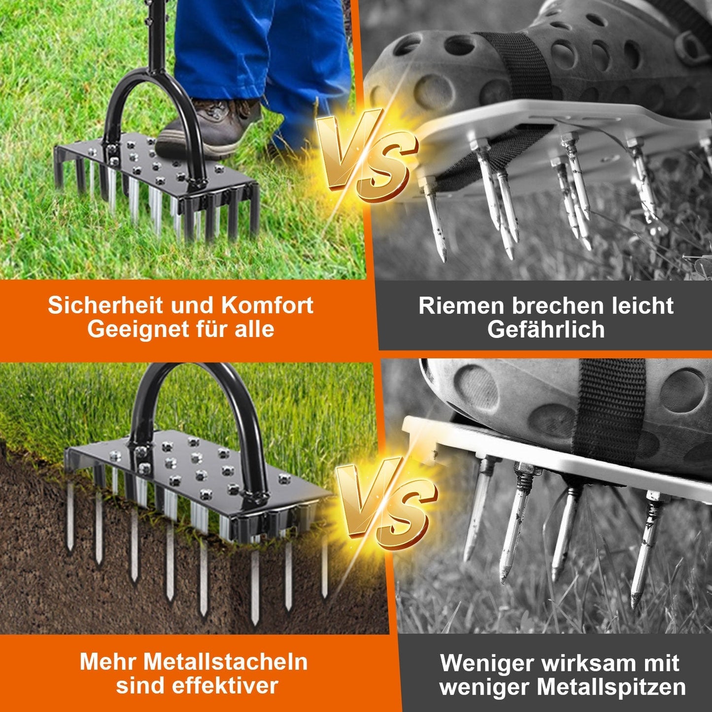 Rasenlüfter Aerifizierer Vertikutierer für verdichtete Böden | Karnz