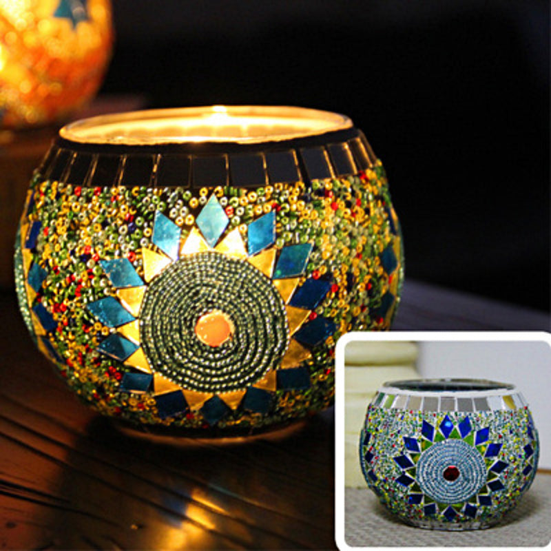 Europäischer Retro Glas Mosaik Teelichthalter