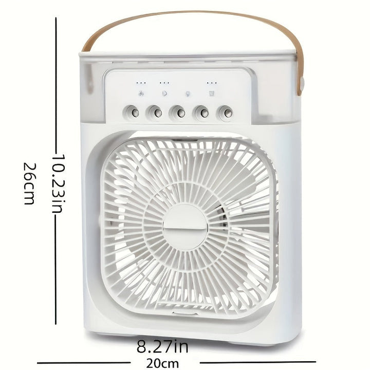 1pc Tragbare Klimaanlage, Tragbarer Luftkühler für den Haushalt, Hydrokühlventilator, Tragbare Luftanpassung für das Büro, 3-Geschwindigkeits-Luftkühlventilator-Luftbefeuchter, 5 Stück befeuchtete Sprühköpfe für Haushaltsgeräte | Karnz