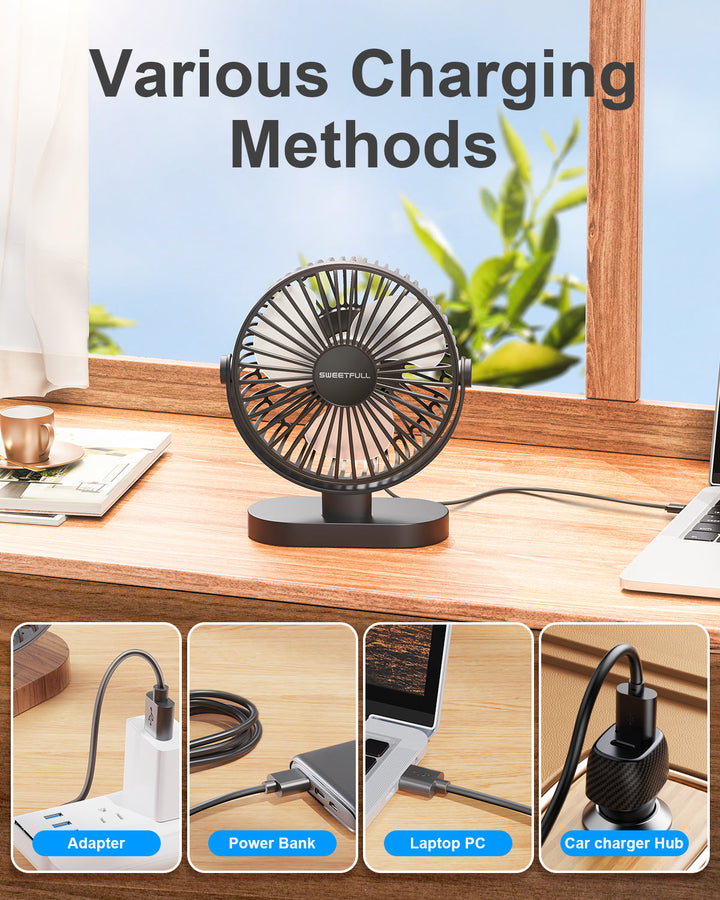 6,5 Zoll USB Kleiner Tischventilator für Zuhause Büro Auto Outdoor Reisen | Karnz