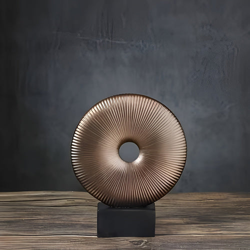 Runde Skulptur im Vintage-Stil – Chinesisch inspiriert | Stilvolle Wohnkultur aus Harz | Karnz