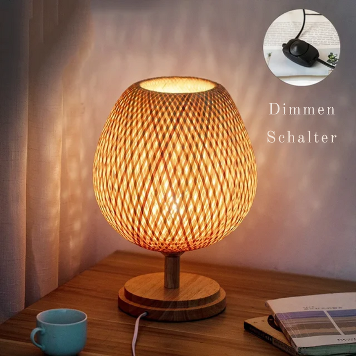 Vintage Bambus Tischlampe - Retro Bamboe Lampe für Wohnzimmer und Büro | Karnz