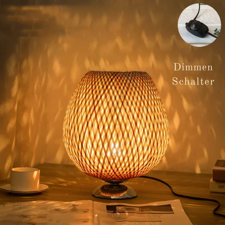 Vintage Bambus Tischlampe - Retro Bamboe Lampe für Wohnzimmer und Büro | Karnz