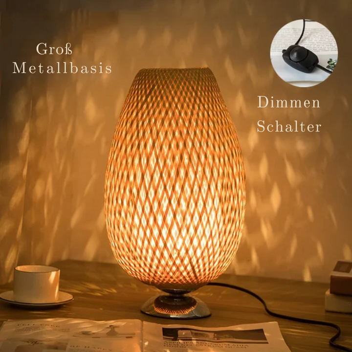 Vintage Bambus Tischlampe - Retro Bamboe Lampe für Wohnzimmer und Büro | Karnz