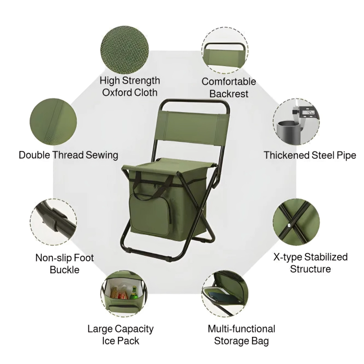 Eingebaute Kühltasche Tragbare Faltbare Outdoor-Hocker | Karnz
