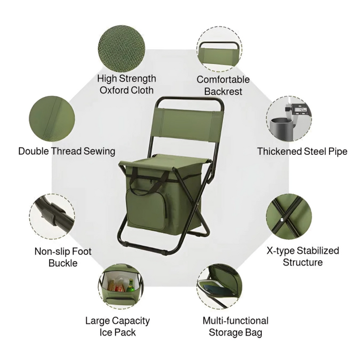 Eingebaute Kühltasche Tragbare Faltbare Outdoor-Hocker | Karnz