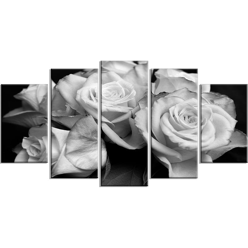 Set mit 5 Wandbildern mit schwarzen Rosen