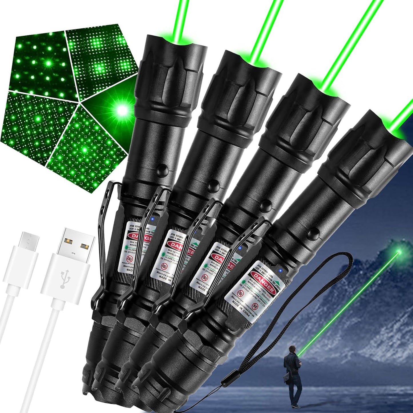Wiederaufladbare grüne LED-Taschenlampe für den Außenbereich