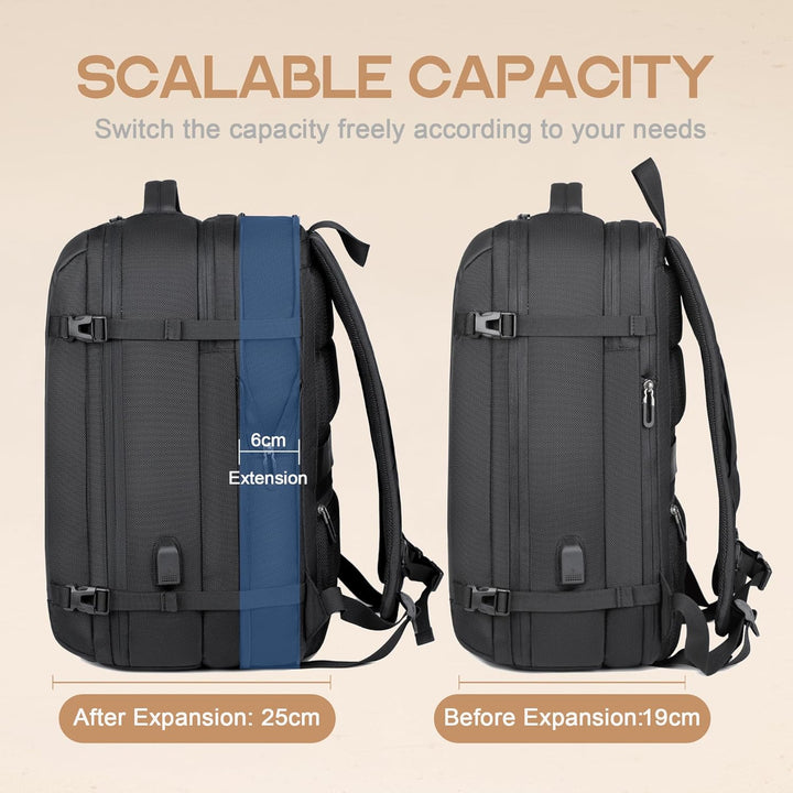 40L erweiterbarer wasserdichter Reiserrucksack mit USB-Anschluss & 17” Laptopfach – AirVoyage | Karnz