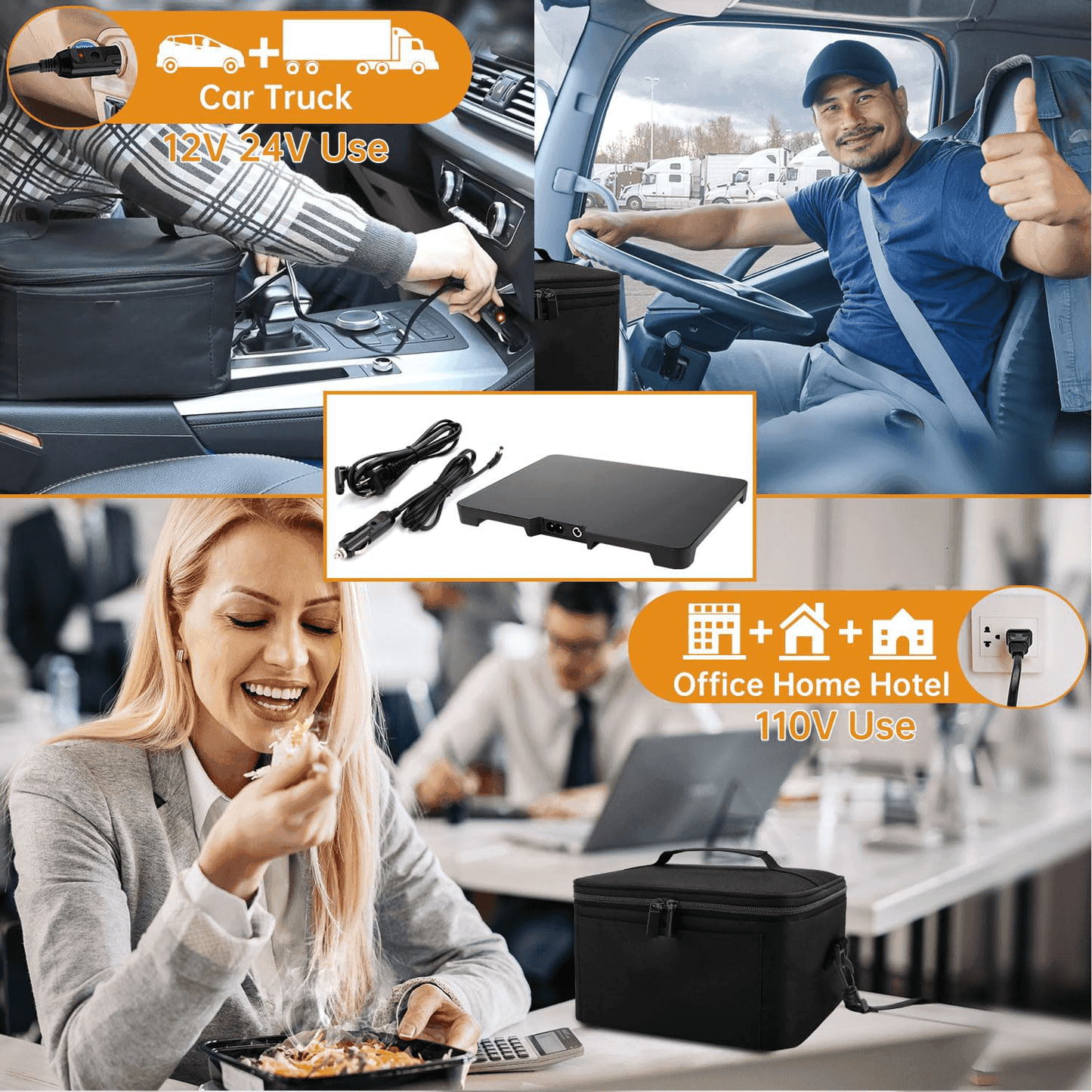 HeatGo Pro – Elektrischer tragbarer Lebensmittelwärmer Lunchbox mit 3-in-1 Anschluss | Karnz