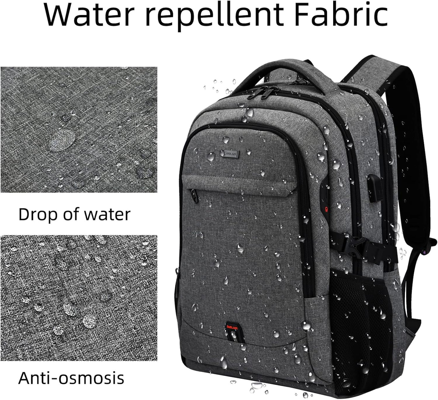 Wasserabweisender Reise-Laptop-Rucksack mit USB-Anschluss & organisierter Aufbewahrung | Karnz