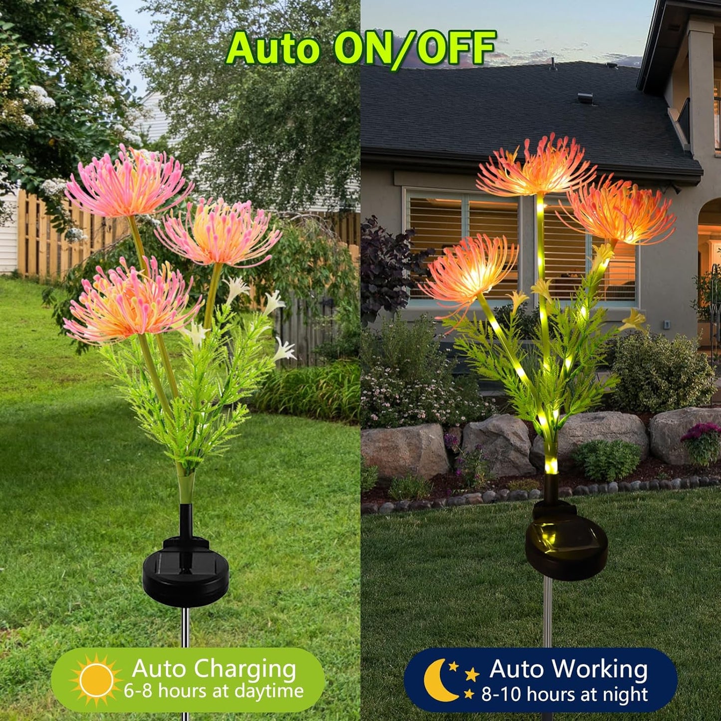 Solarbetriebene Blumenbeleuchtung für den Außenbereich – 2er-Pack LED-Gartenbeleuchtung