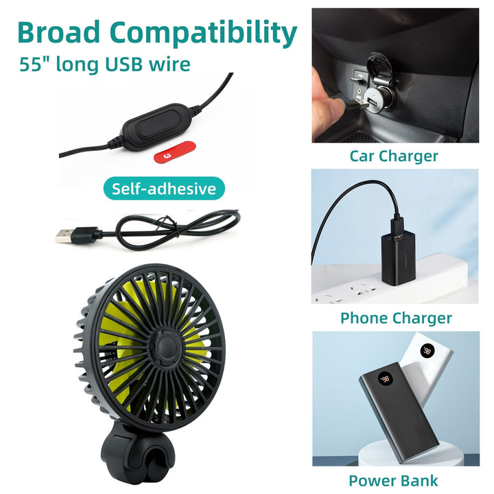 Tragbarer Auto-Lüfter Kühler mit USB und 3 Windstärken | Karnz