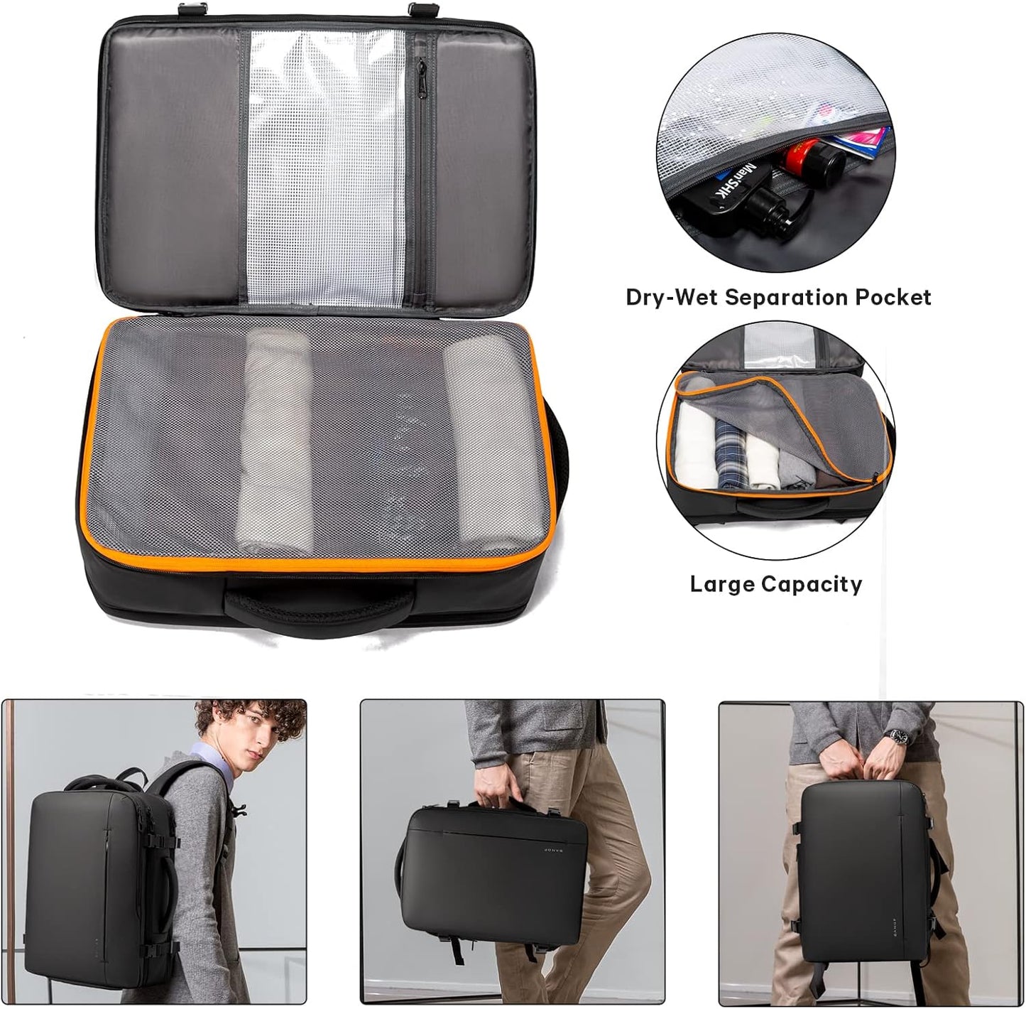 Erweiterbarer 26–45L wasserdichter Reisen-Rucksack mit Laptop-Fach & Duffle-Trage | Karnz