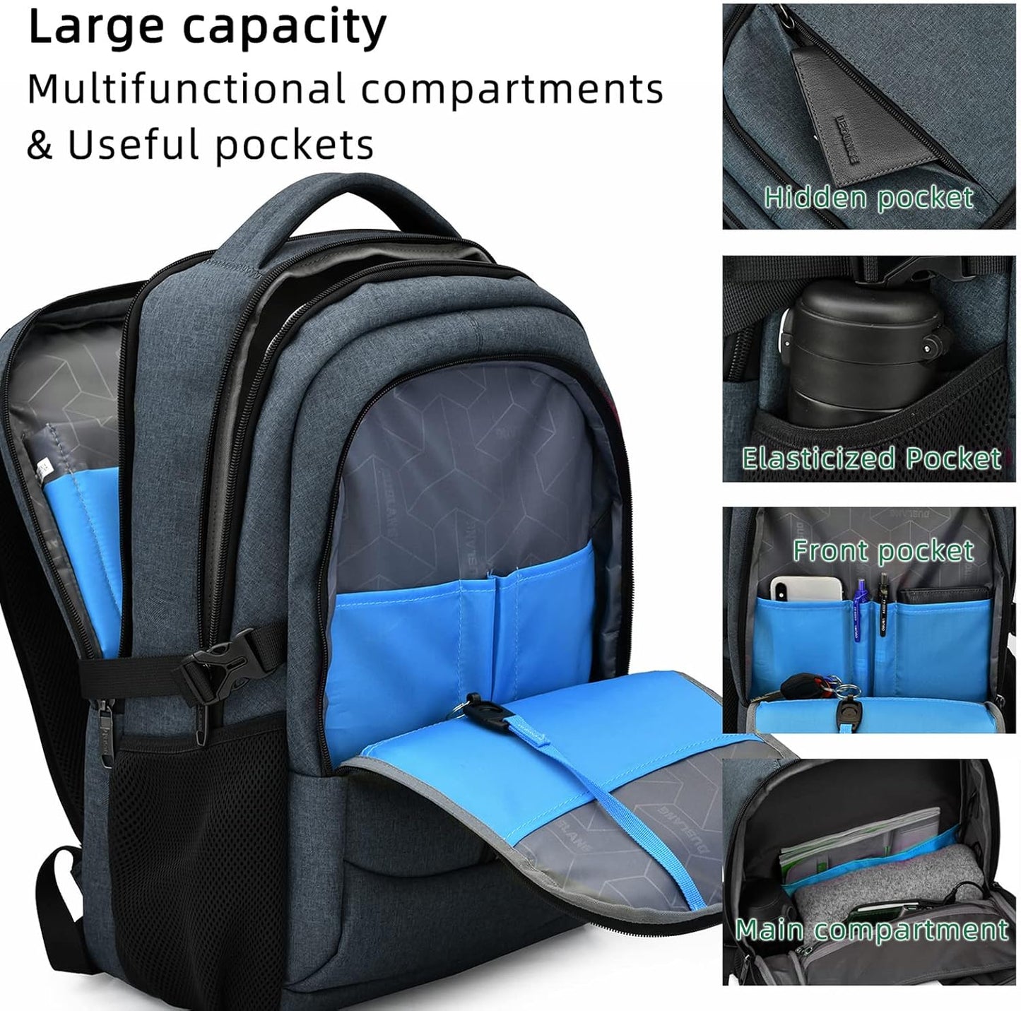 Wasserabweisender Reise-Laptop-Rucksack mit USB-Anschluss & organisierter Aufbewahrung | Karnz