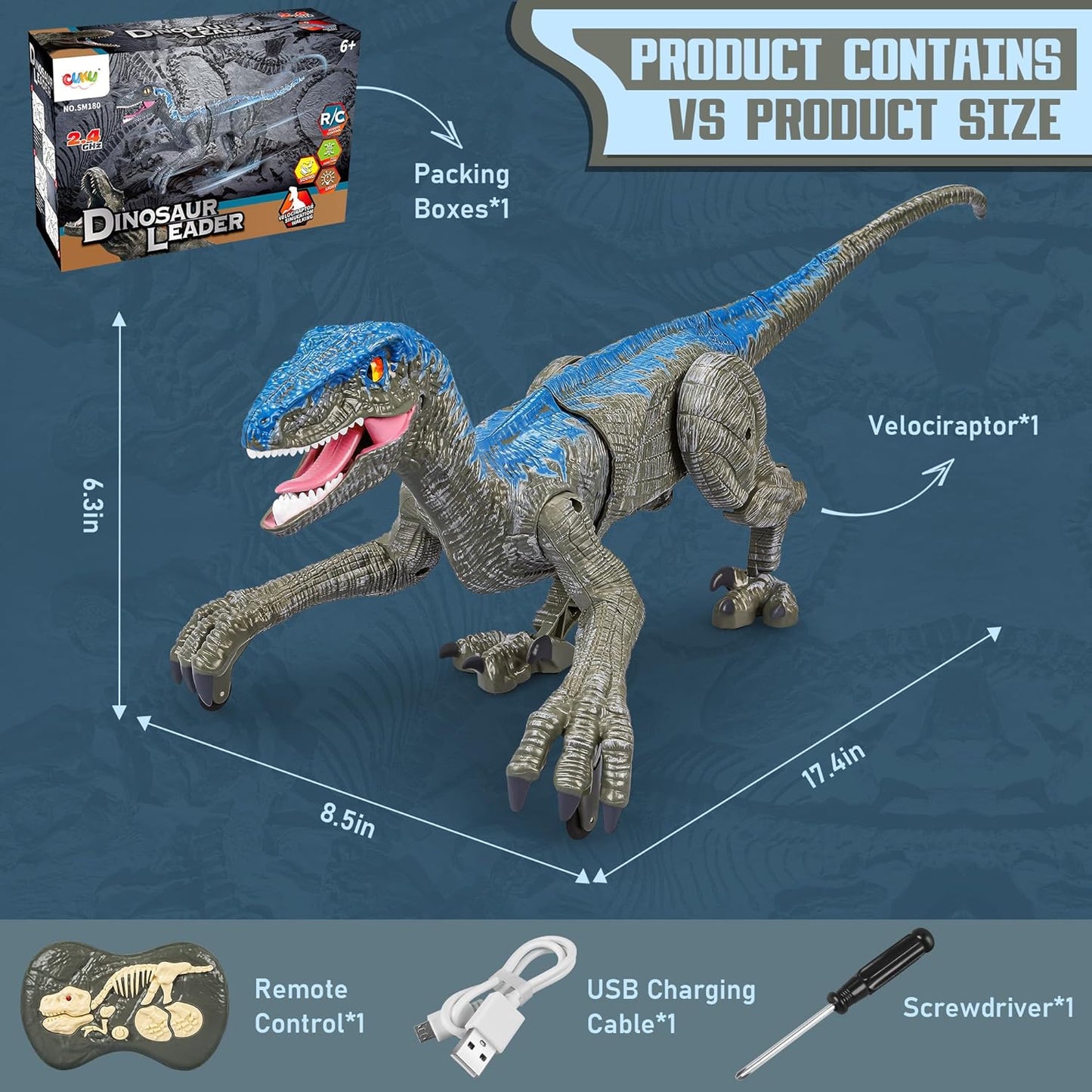 RaptorMove – Ferngesteuertes Dinosaurier-Spielzeug mit Sound, LED und realistischen Bewegungen