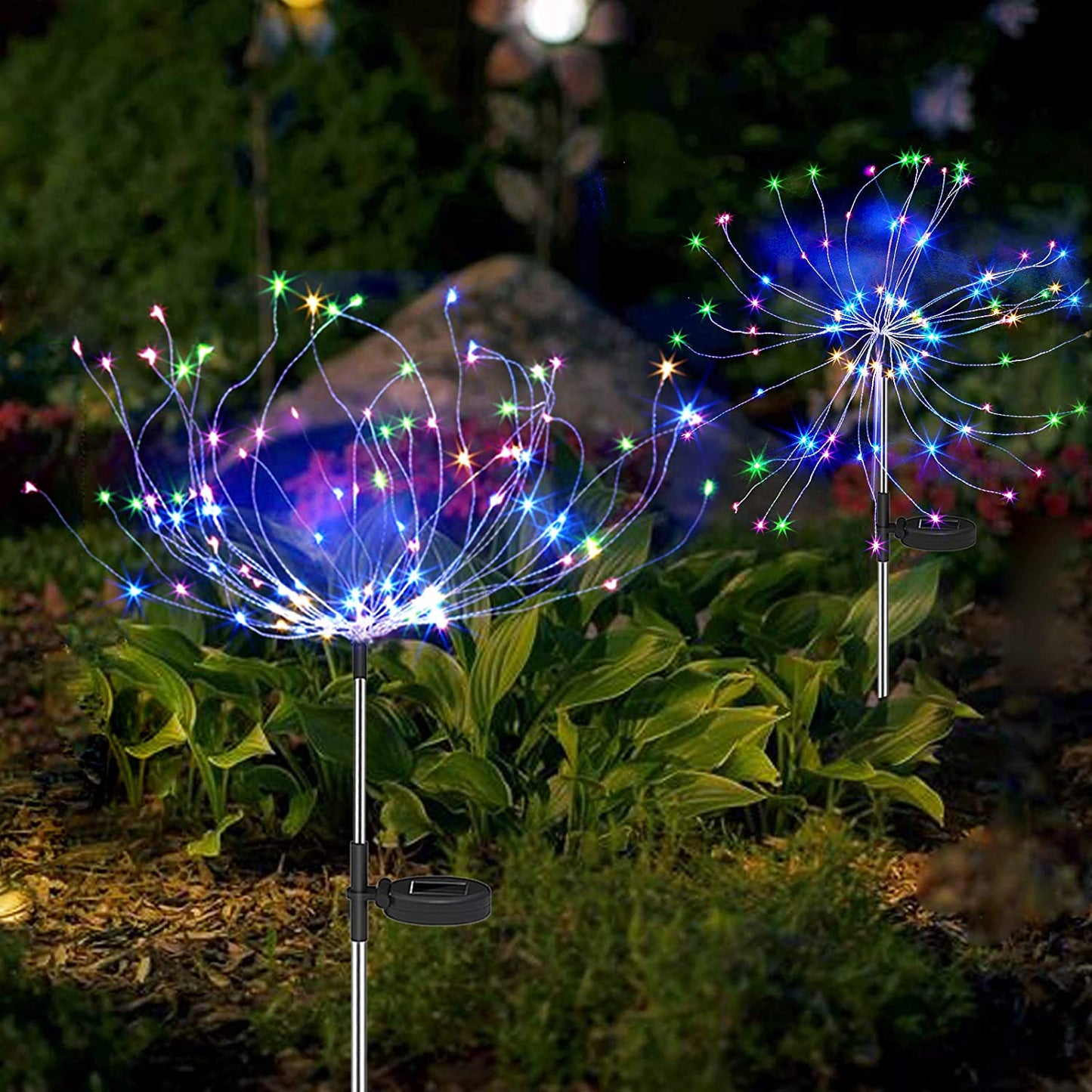4er-Set Solar-Feuerwerks-Gartenleuchten – Wetterfeste LED-Dekorationsbeleuchtung, Solarbetrieben für Garten und Terrasse