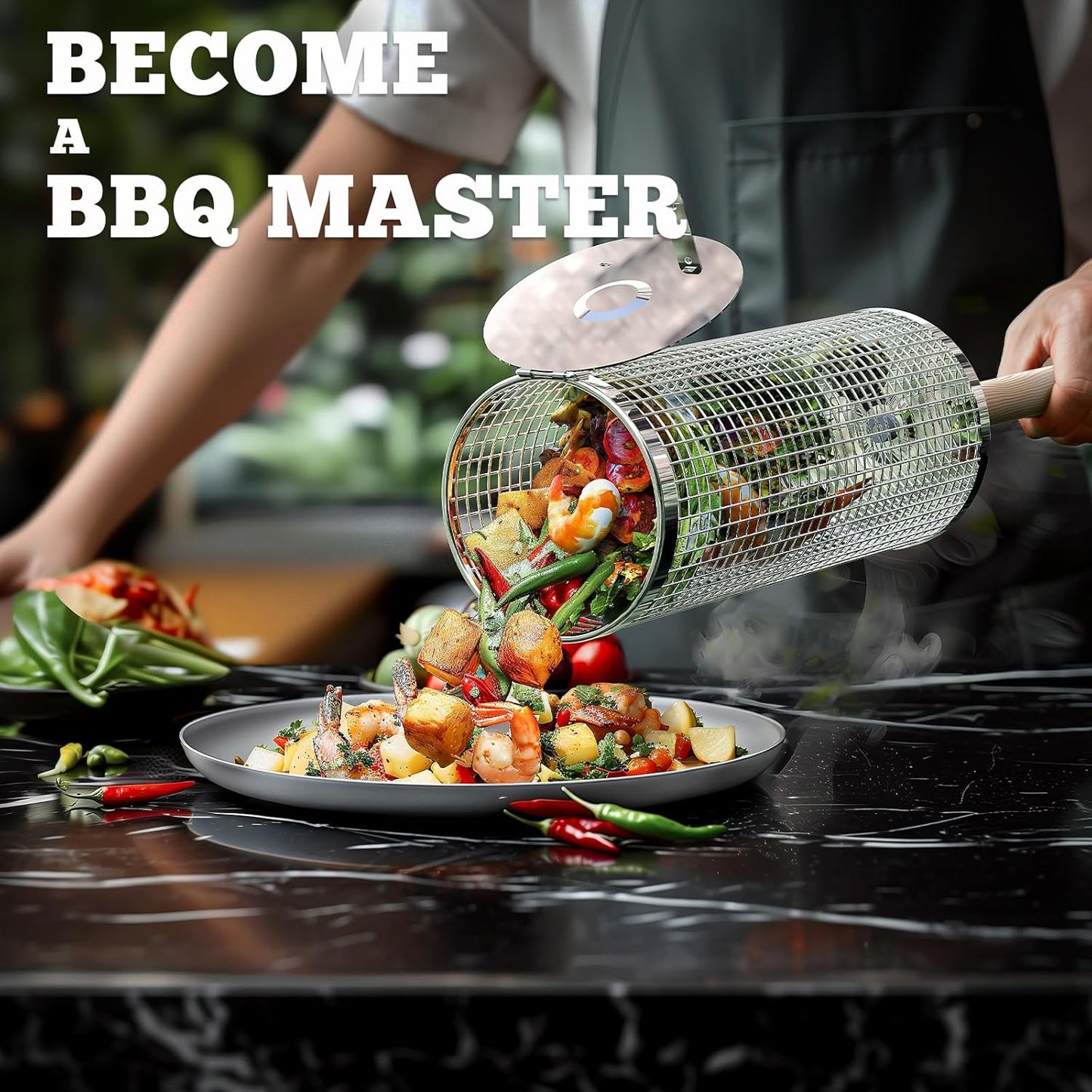 Premium-Grillkörbe | Grillbesteck aus Edelstahl für das Kochen im Freien