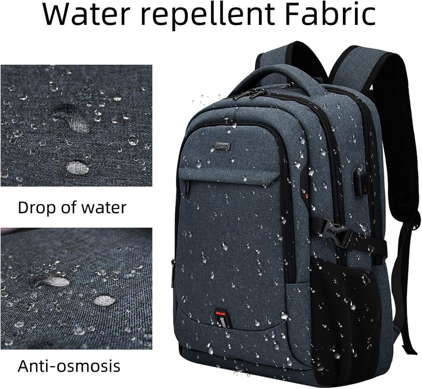 Wasserabweisender Reise-Laptop-Rucksack mit USB-Anschluss & organisierter Aufbewahrung | Karnz