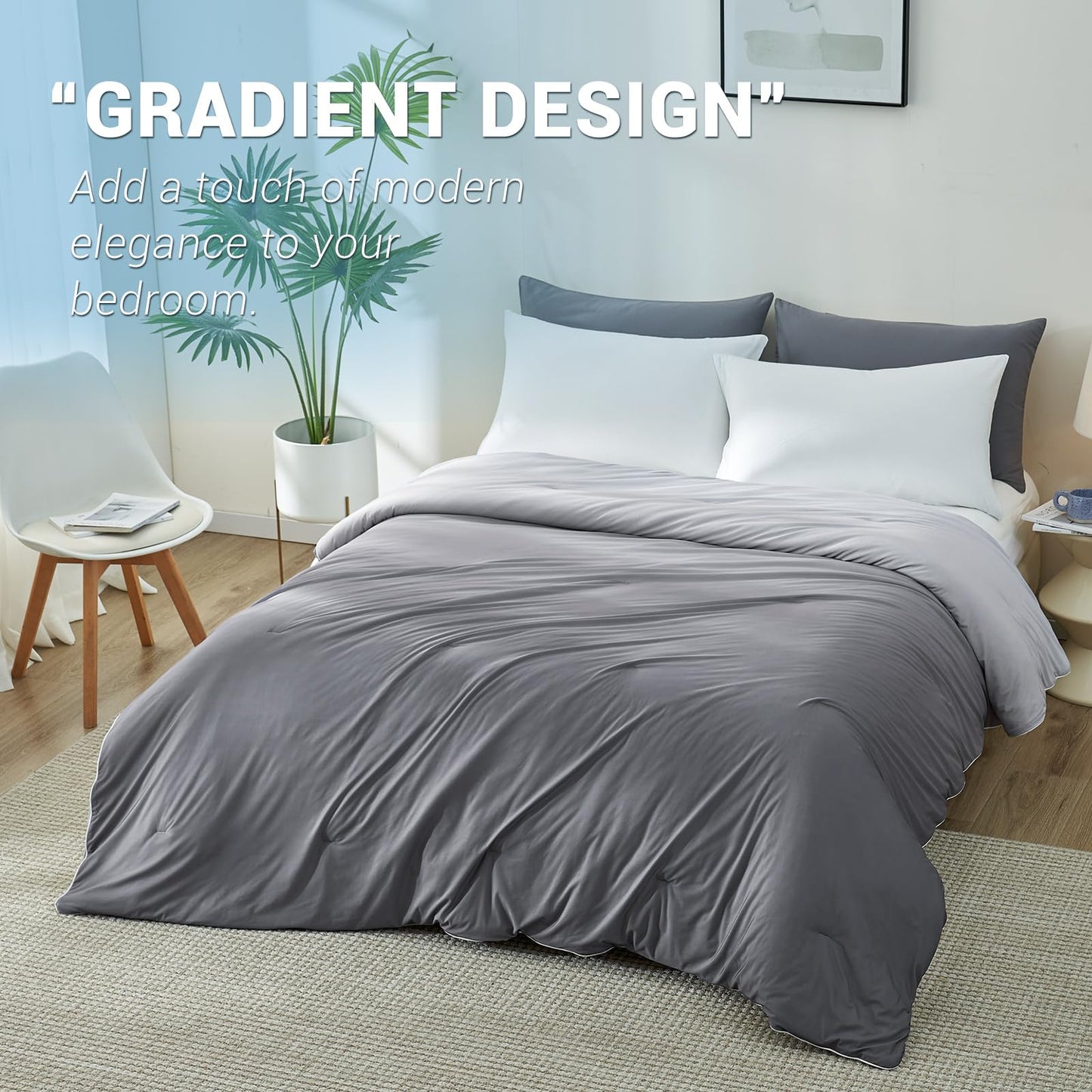Kühlende Komfortdecke Q-Max > 0,5, Atmungsaktiv & Weich, Gradation Grau | Karnz