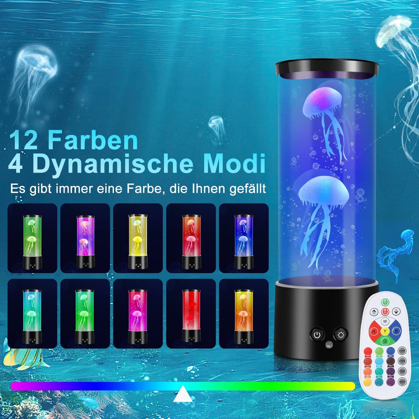 Quallenlampe Jellyfish Lampe RGB mit Fernbedienung | Karnz