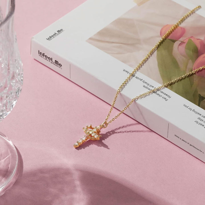 Karnz | Elegante 18K Gold Cubic Zirconia Kreuzkette