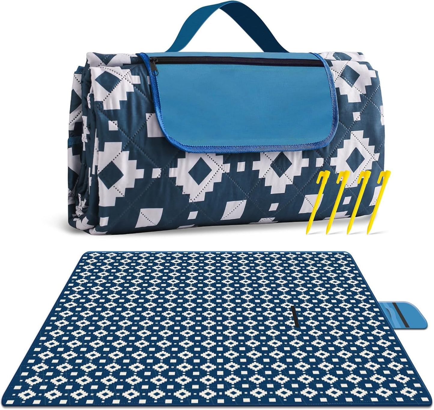 Extra große, wasserdichte Picknickdecke 200 × 200 cm mit 3 Lagen – MeadowRest