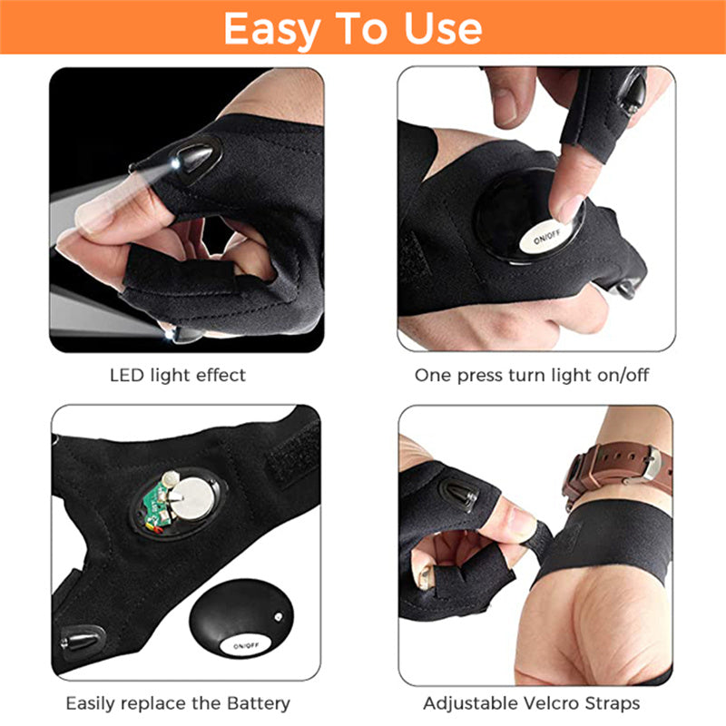 Bequeme LED-Handschuhe mit wasserdichten Lichtern | Karnz
