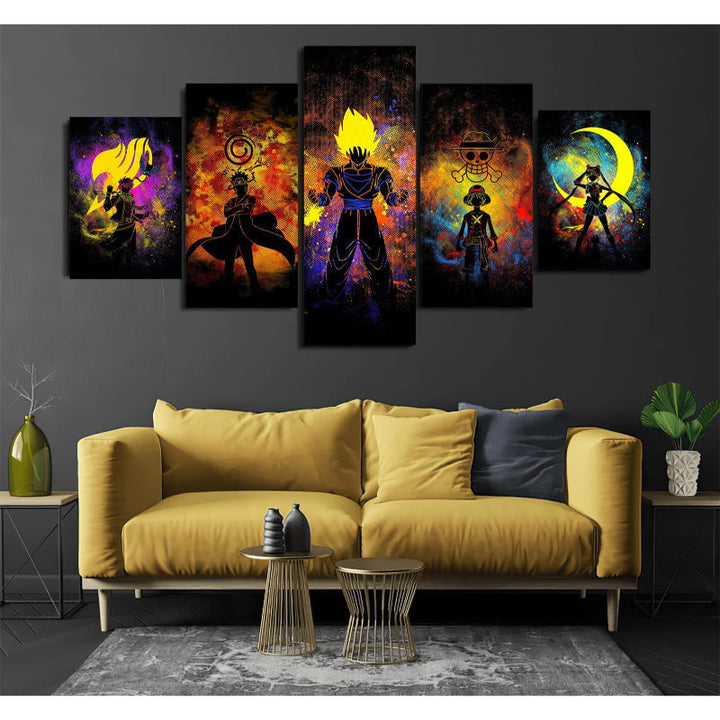 5 Stück Anime Kunst Leinwand Wandkunst Gemälde