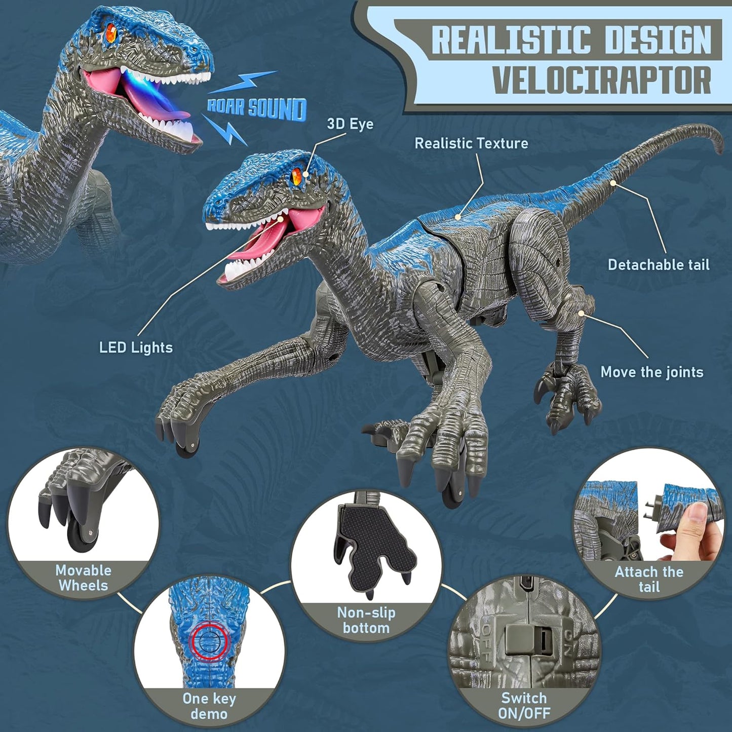 RaptorMove – Ferngesteuertes Dinosaurier-Spielzeug mit Sound, LED und realistischen Bewegungen