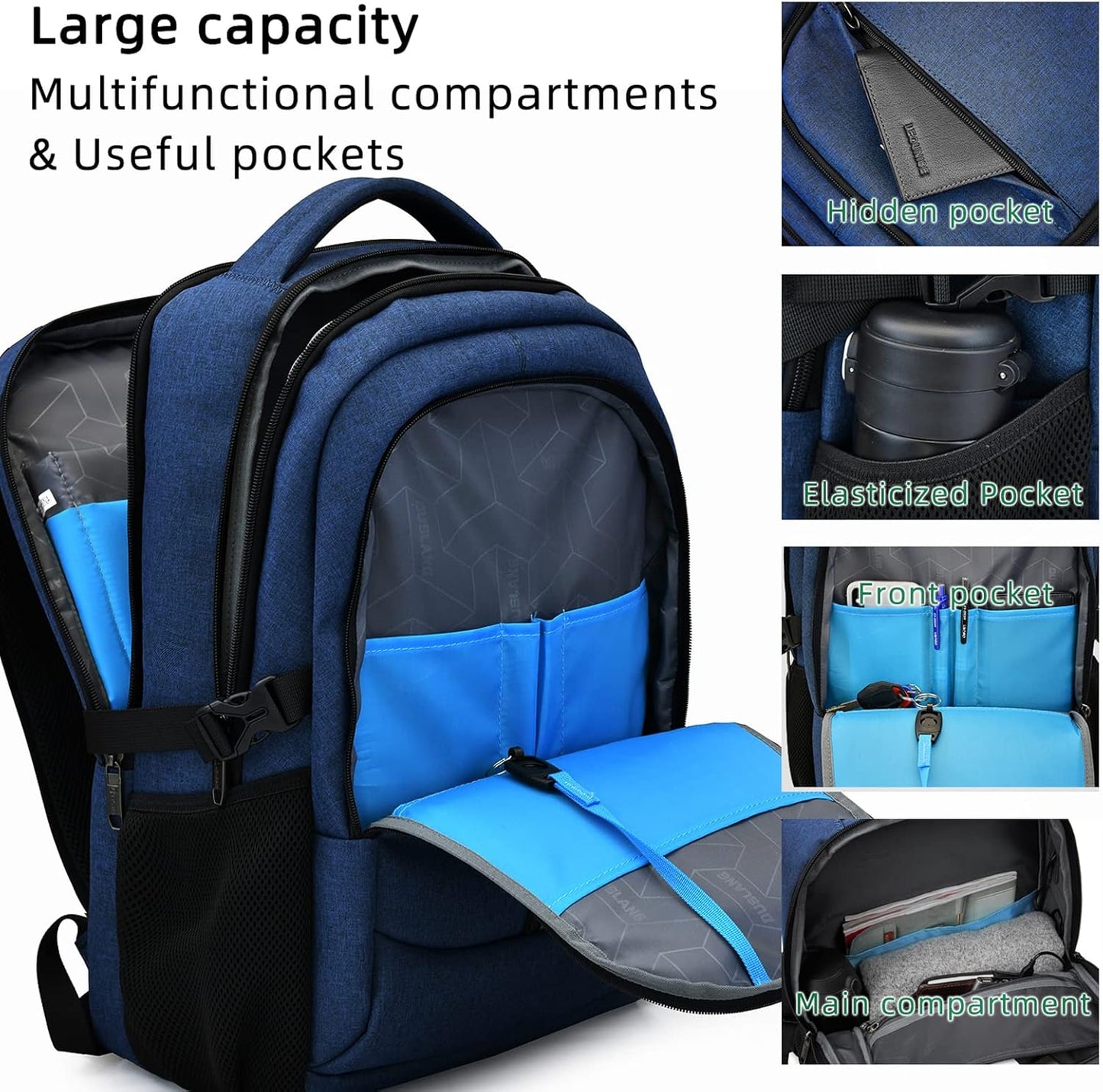 Wasserabweisender Reise-Laptop-Rucksack mit USB-Anschluss & organisierter Aufbewahrung | Karnz